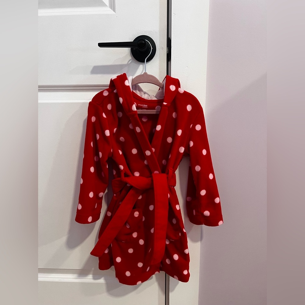 3/$20 Red Polka Dot Hooded Robe - Picture 4 of 7